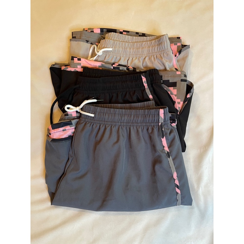 Lot 3 Womens 2-in-1 Running Shorts XL Compression Liner Phone Pocket Pink Camo - Picture 2 of 15